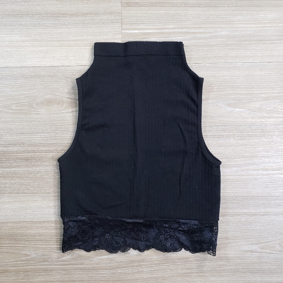 Shasa High Mock Neck Ribbed Black Crop Top - Picture 7 of 11